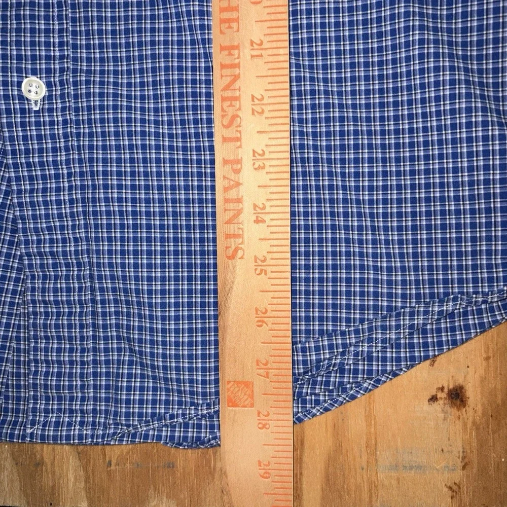 Polo Ralph Lauren Long Sleeve Button Down Blue‎ Plaid Mens Small Custom Fit